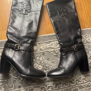 Tory Burch Black Heeled Leather Boots